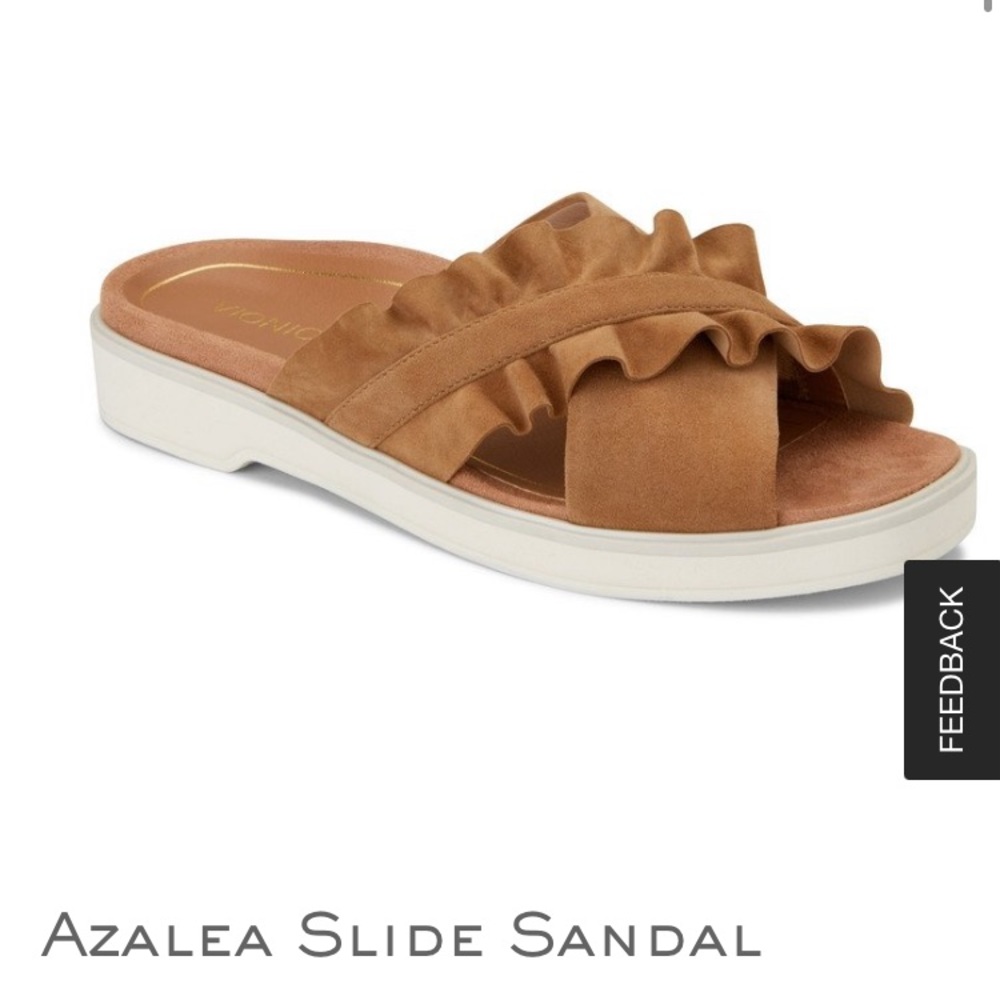 NIB Vionic Slip On Slides Wheat Suede Sandals